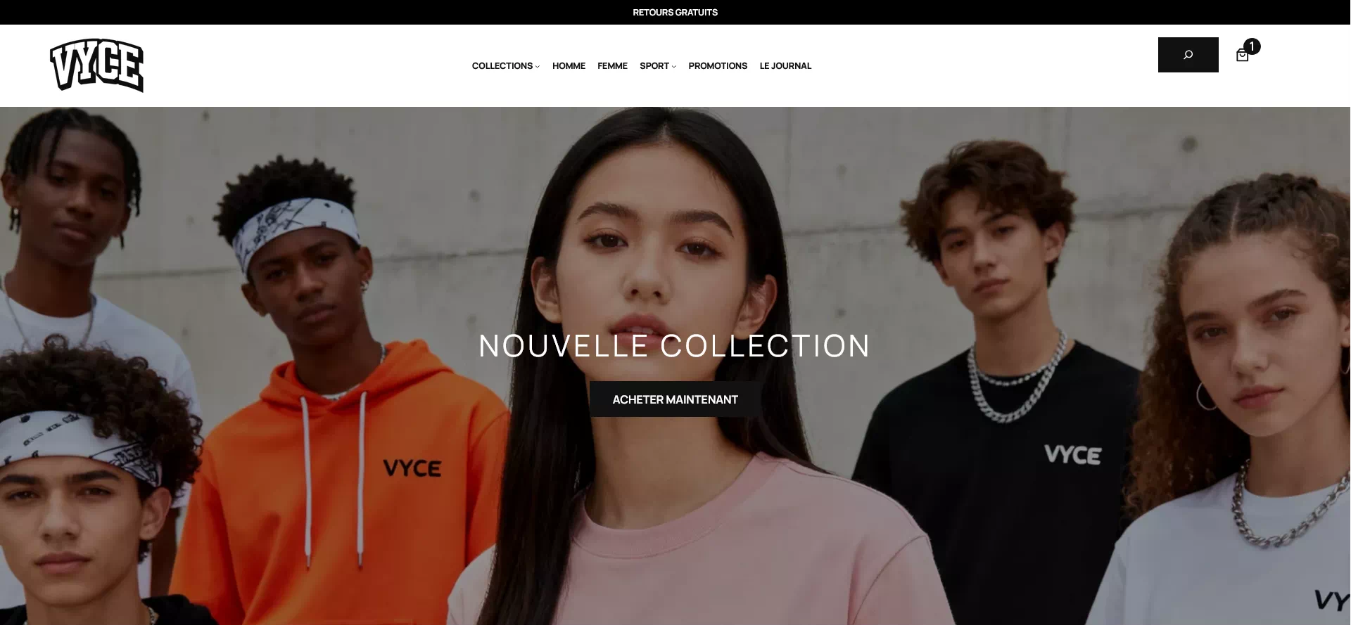 Site e-commerce streetwear premium — VYCE